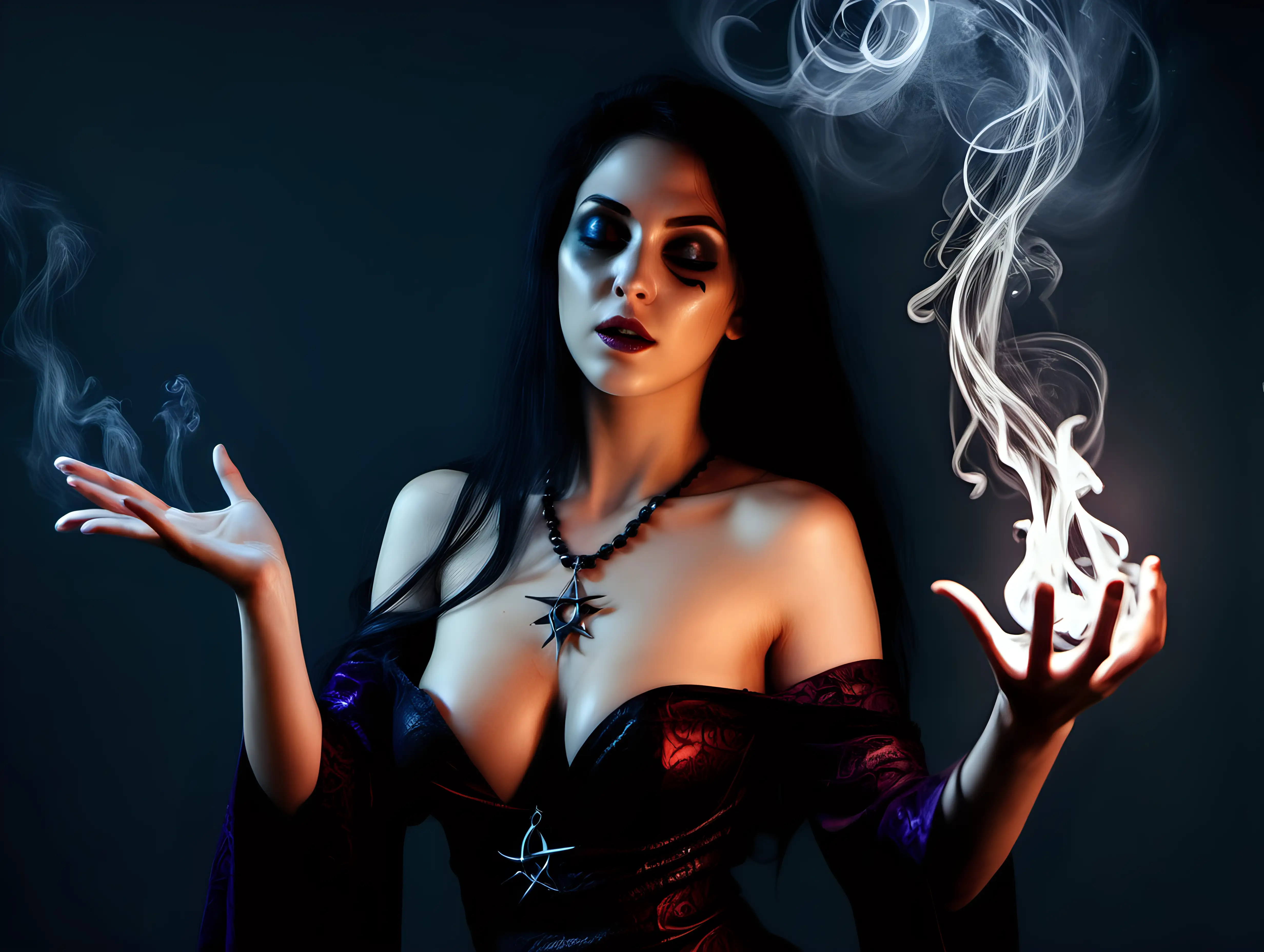 Enchanting Woman Performing Seductive Spell Incantations