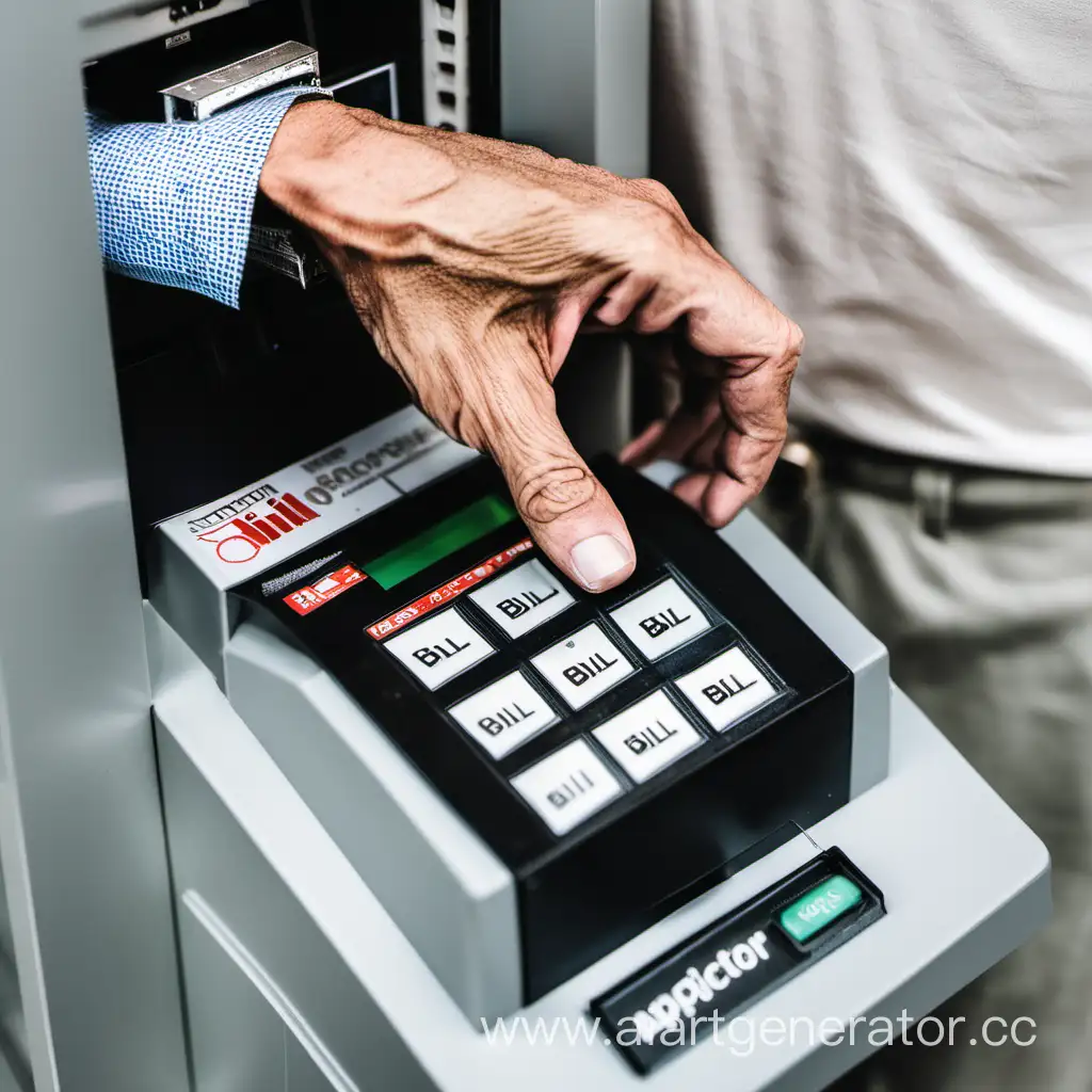 A person inserts a bill acceptor into a bill acceptor