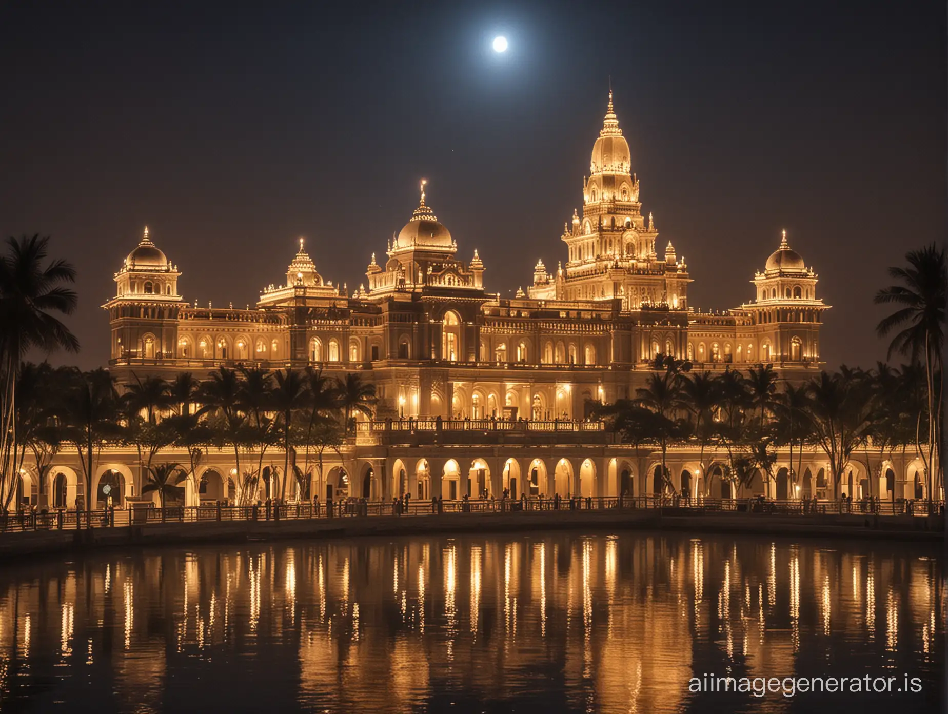 Luxurious-Paradise-Palace-with-70000-Rooms-and-Diamond-Tower-at-Night