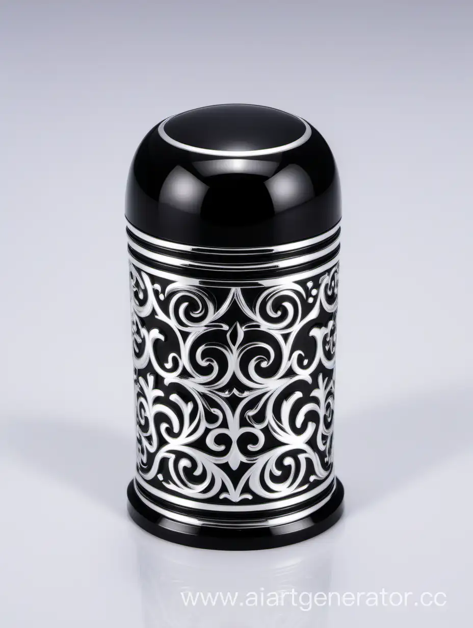 Luxurious-Zamac-Perfume-Decorative-Ornamental-Long-Cap-in-Stunning-Black-and-White-Metallizing-Finish