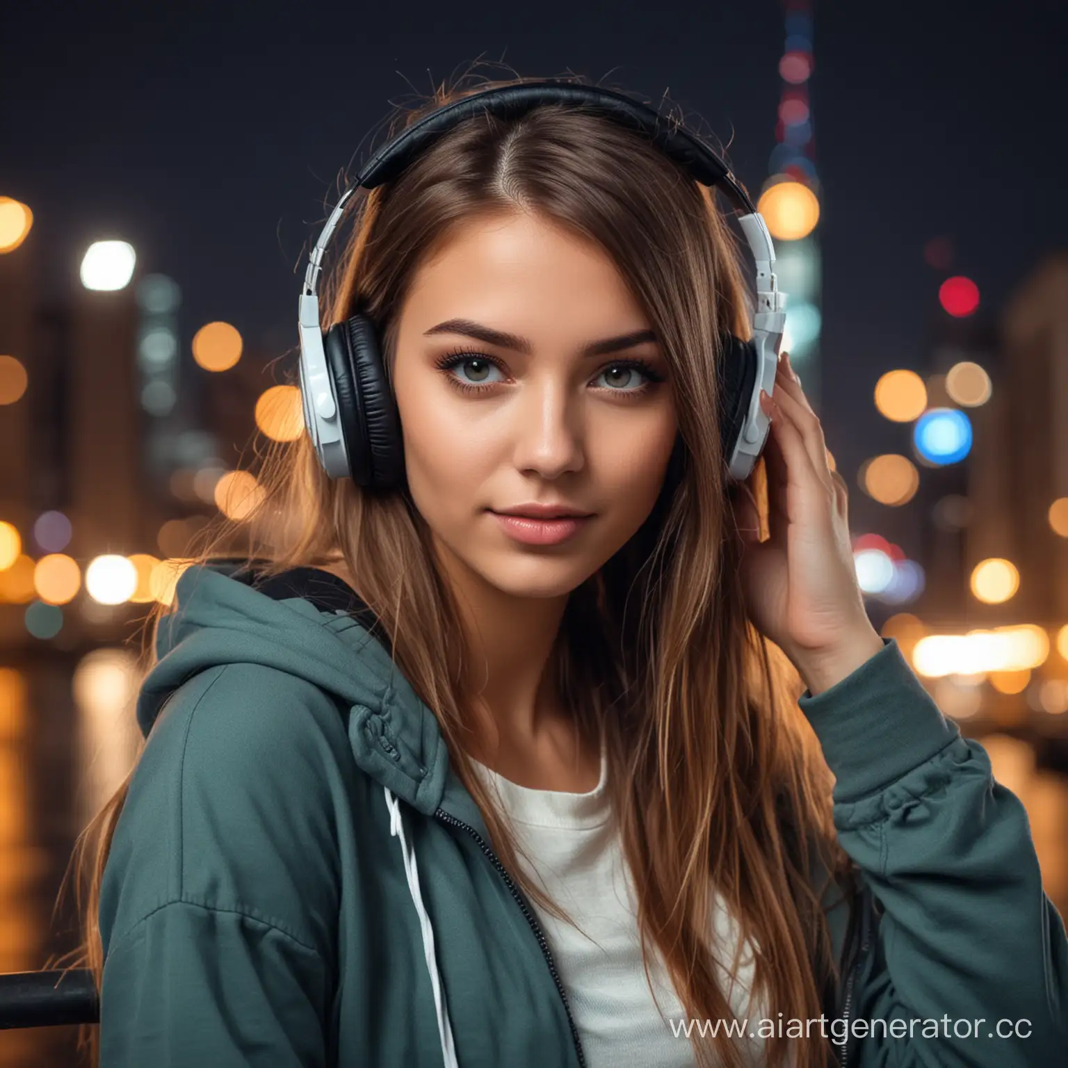 Stylish-Girl-Enjoying-Night-City-Vibes-with-Headphones