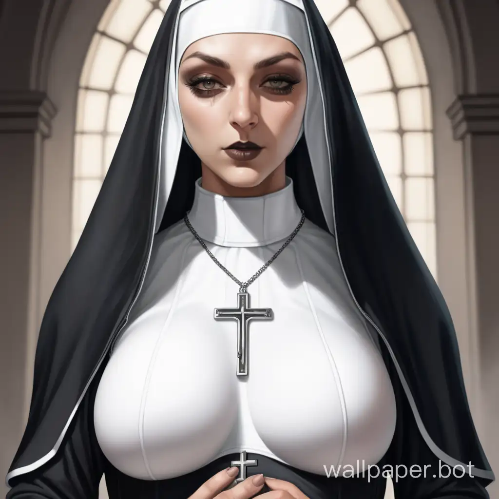 Seductive-Nun-in-a-Provocative-Costume-with-a-Bold-Silhouette