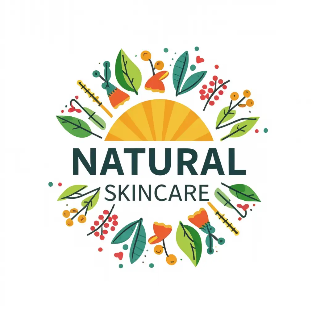 a logo design,with the text "Natural Skincare", main symbol:The logo needs to be vibrant and colorful to mirror the image of my natural skincare products. Prior experience with similar aesthetic is a bonus.,Moderate,clear background
