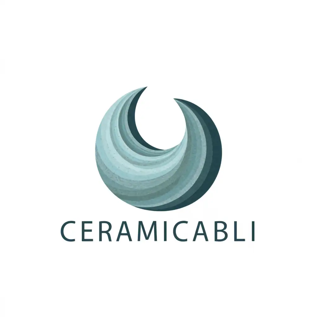 a logo design,with the text 'CeramicAbili', main symbol:a logo design,with the text 'CeramicAbili', main symbol:abstract form that evokes the silhouette of a ceramic artifact. The elegant lines and wave of the sea and the color of the water,Moderate,be used in Nonprofit industry,clear background