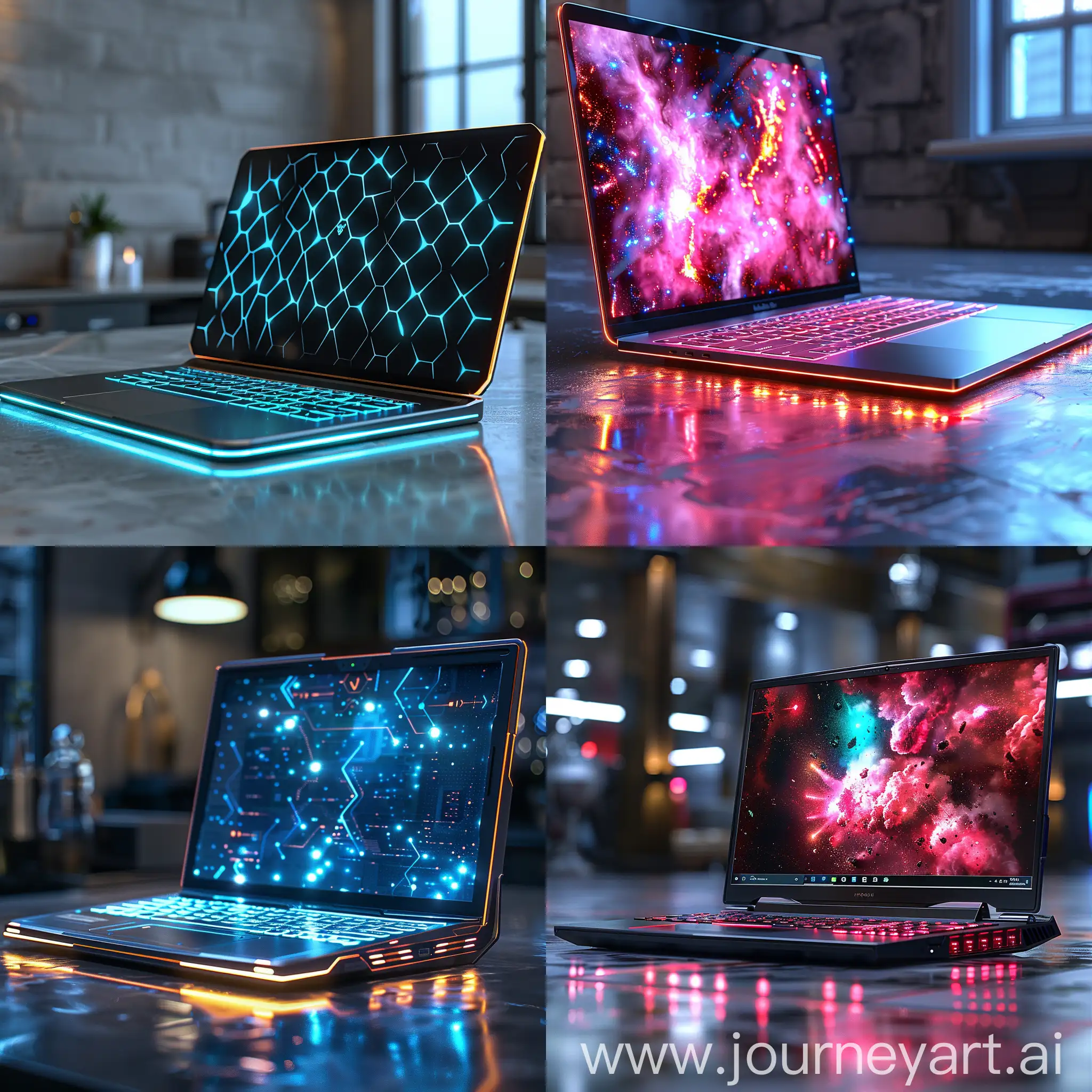 Fantastic ultra-modern laptop, fantastic ultramodern laptop, futuristic style, octane render --stylize 1000
