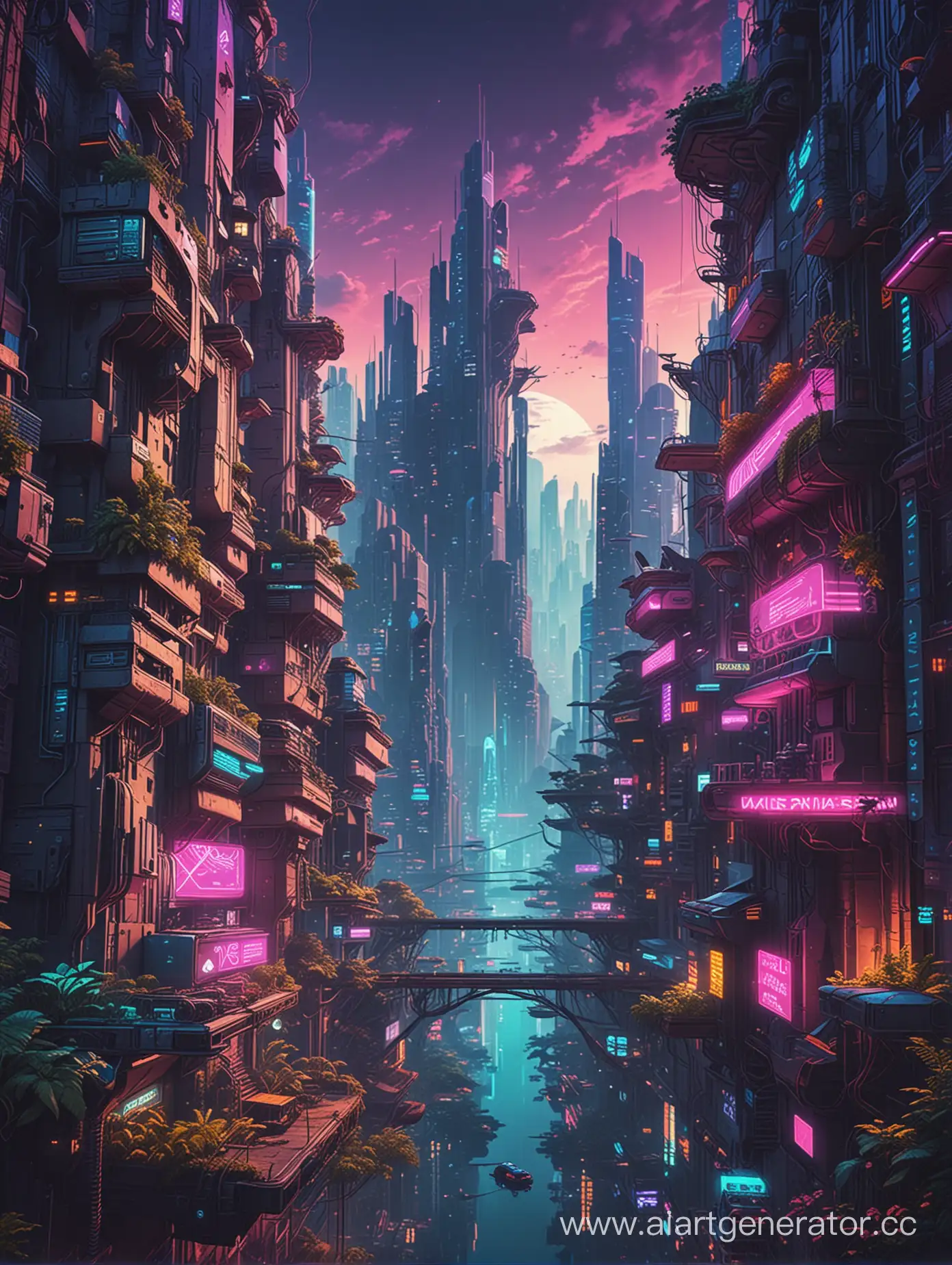 Cyberpunk-Neon-City-Harmonizing-with-Nature