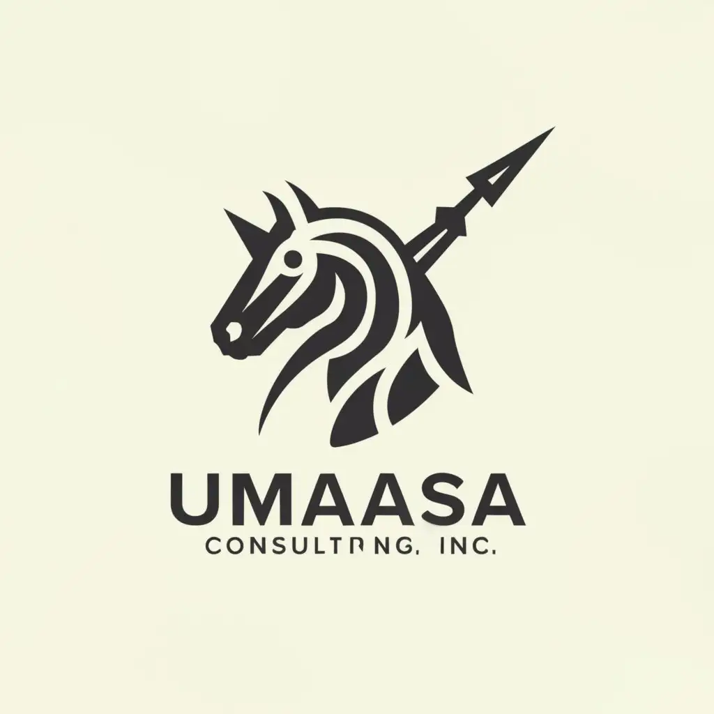 a logo design,with the text "Umaasa Consulting Inc.", main symbol:horse and trident,Moderate,be used in Technology industry,clear background