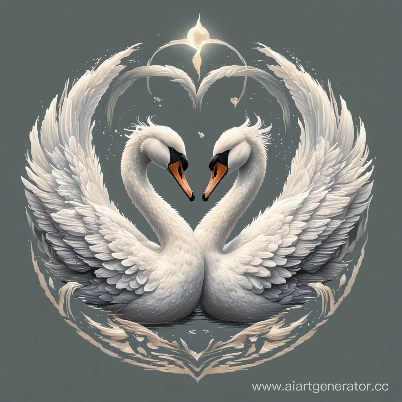 логотип два лебедя друг напротив друга романтичный 
