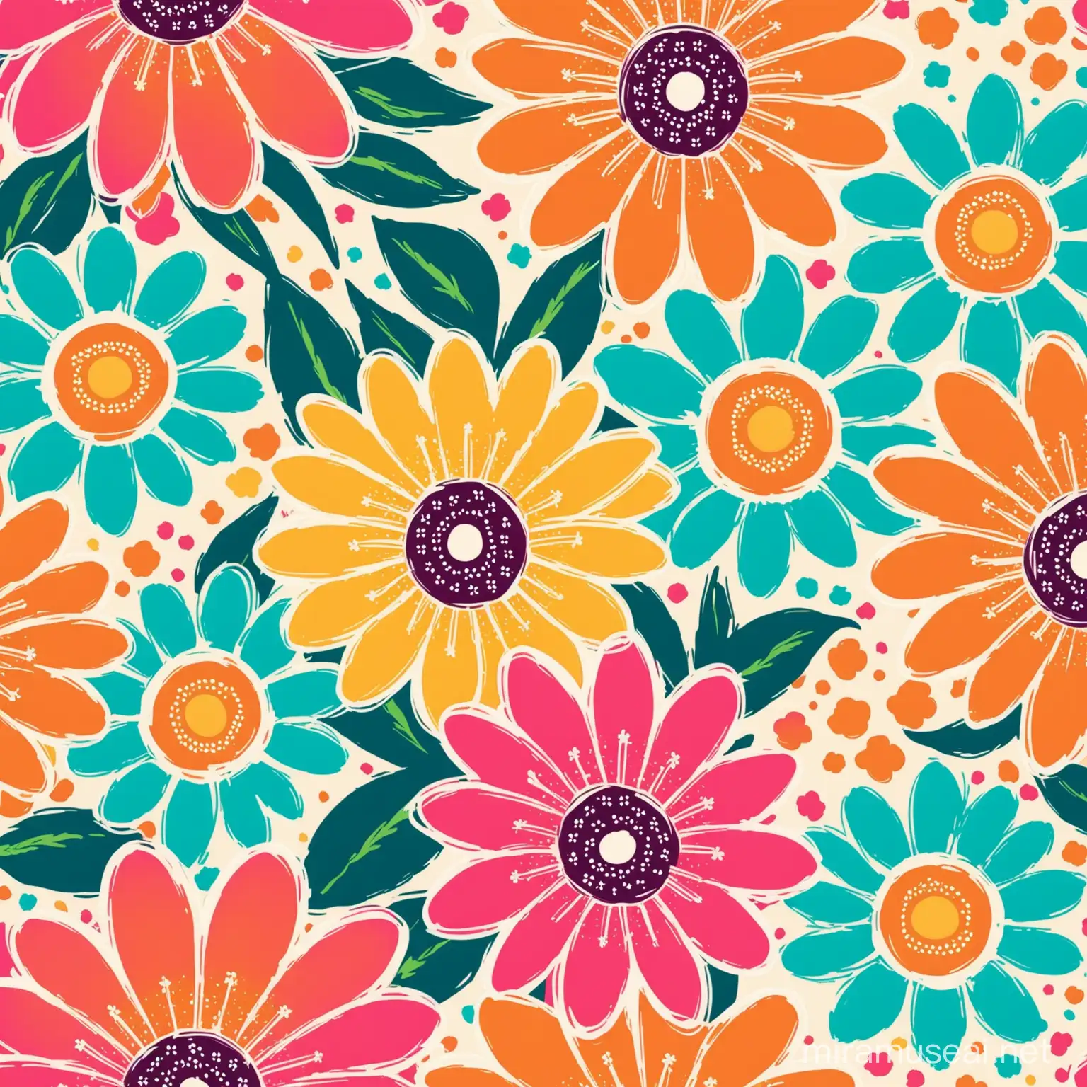 Vibrant Flower Pattern Design Fun and Playful Floral Artwork