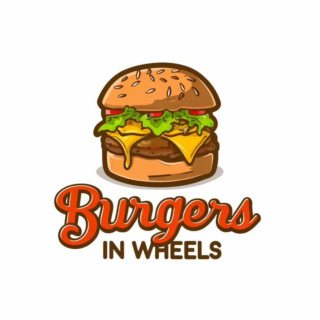 LOGO Design For Burgers in Wheels Delicious Burger Icon for Restaurant ...