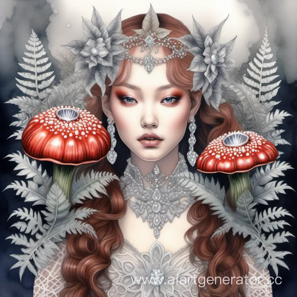 Exquisite-Diamond-Watercolor-Portrait-Delicate-Beauty-of-Rafflesia-and-Fern-in-Pastel-Tones