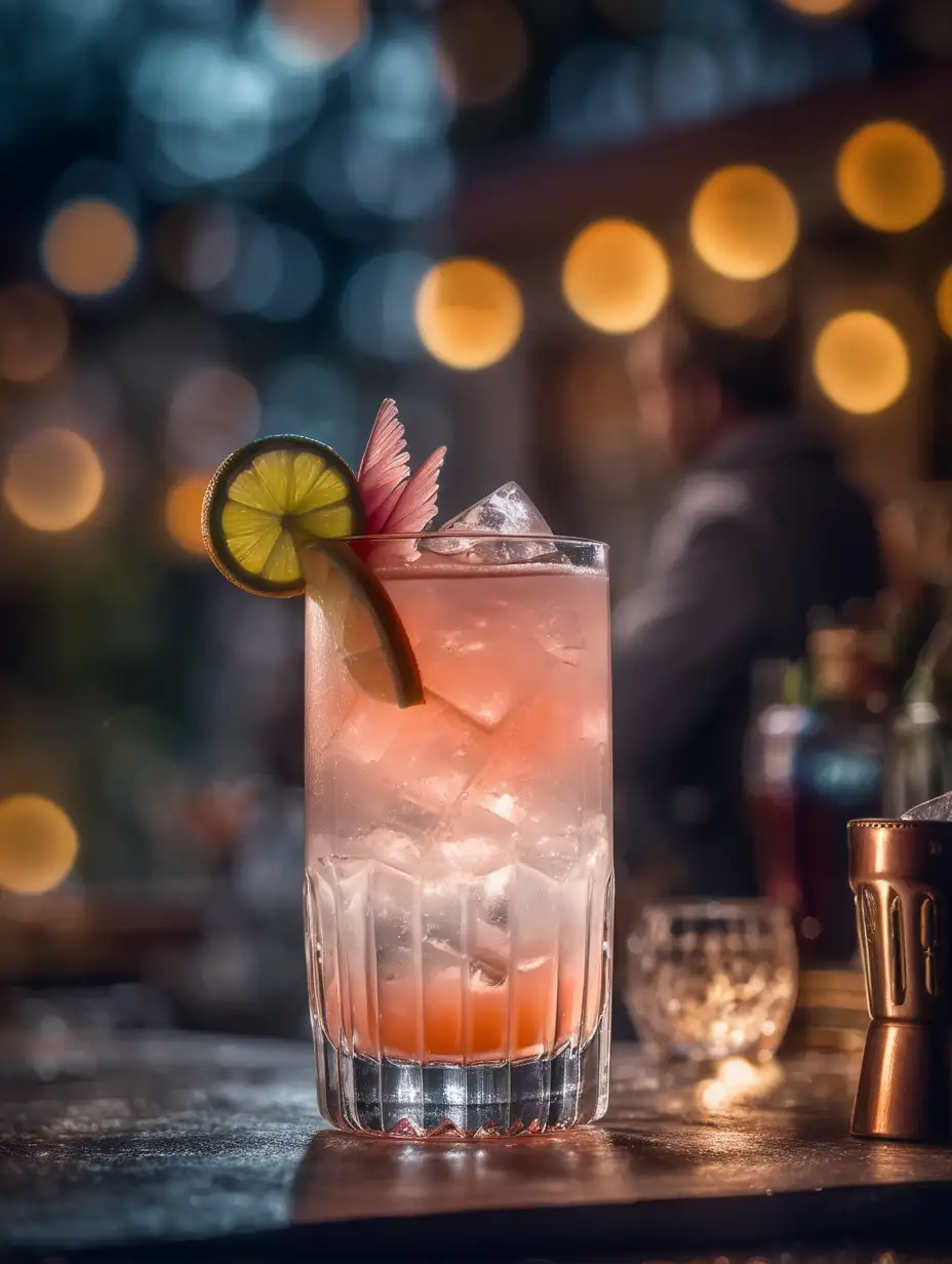 Cocktail paloma, effetto bokeh e atmosfera epica e cupa 