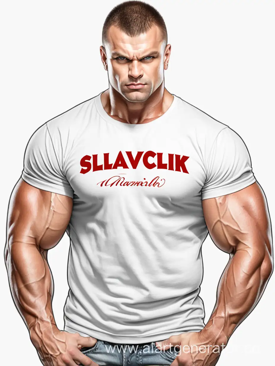 Strong-Man-Flexing-Muscles-in-Slavchik-Tshirt
