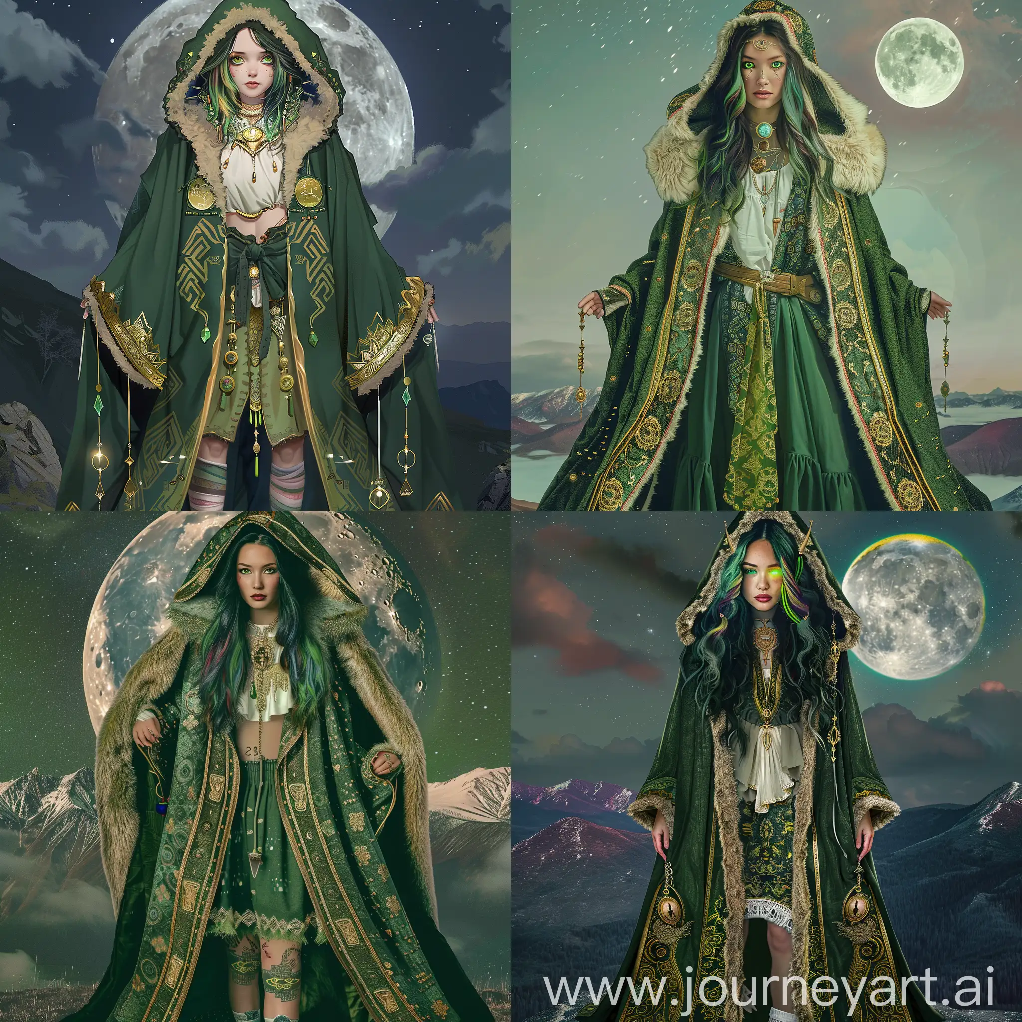 Enchanted-Night-Green-Cloaked-Girl-Under-the-Full-Moon