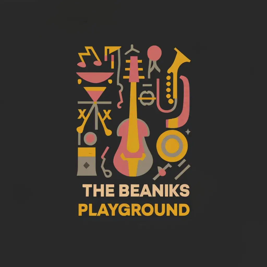 a logo design,with the text 'The Beatniks Playground', main symbol:collage of musical instruments,Minimalistic,be used in Entertainment industry,clear background