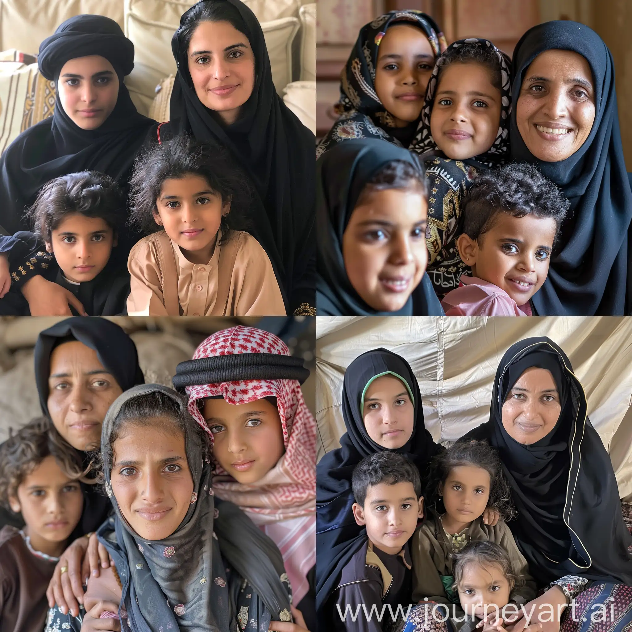 Saudi-Girl-with-Mother-and-Siblings-in-Traditional-Attire