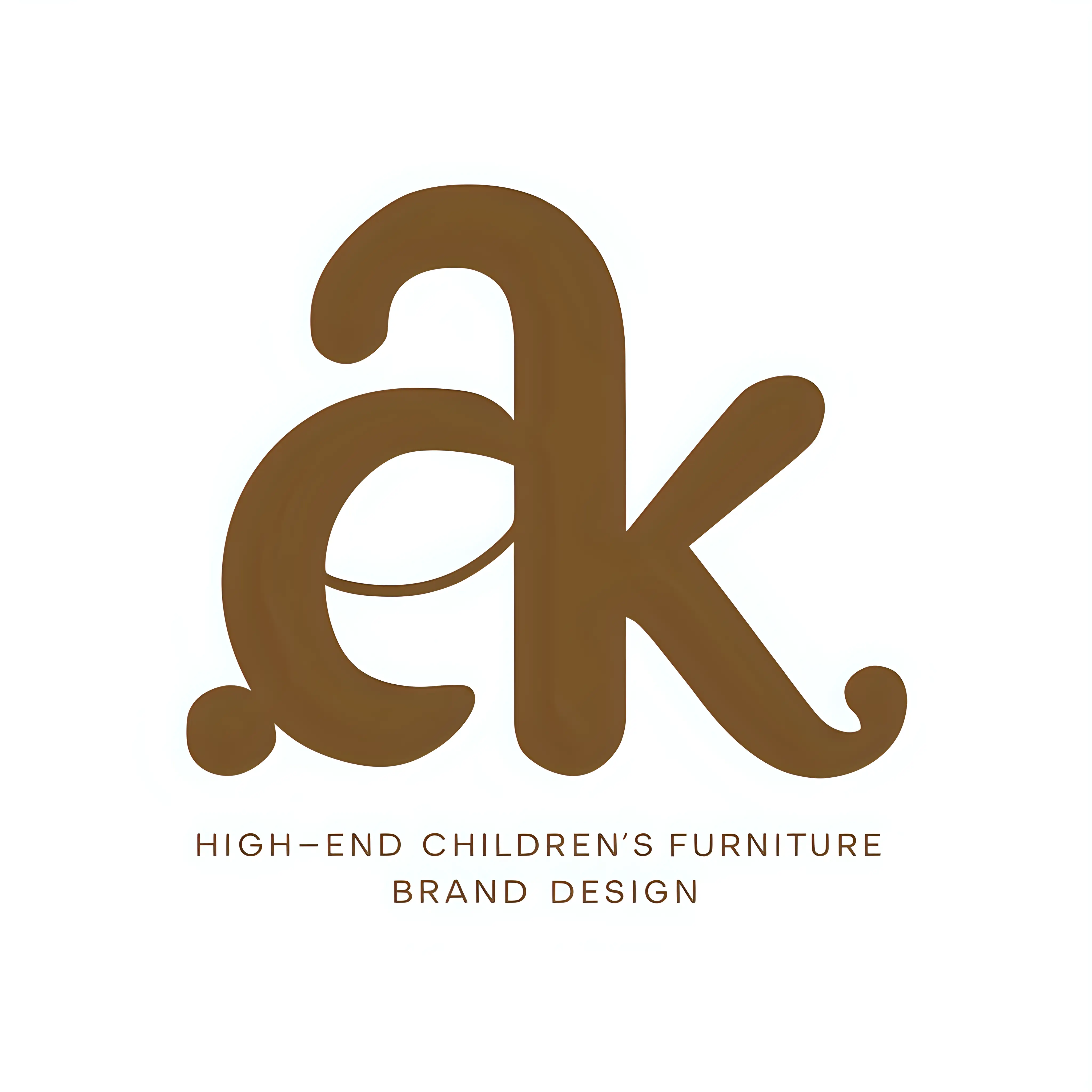用字母a和k两个字母，为高端儿童家具品牌设计一个logo，设计要求圆润感，并且略微带点童趣