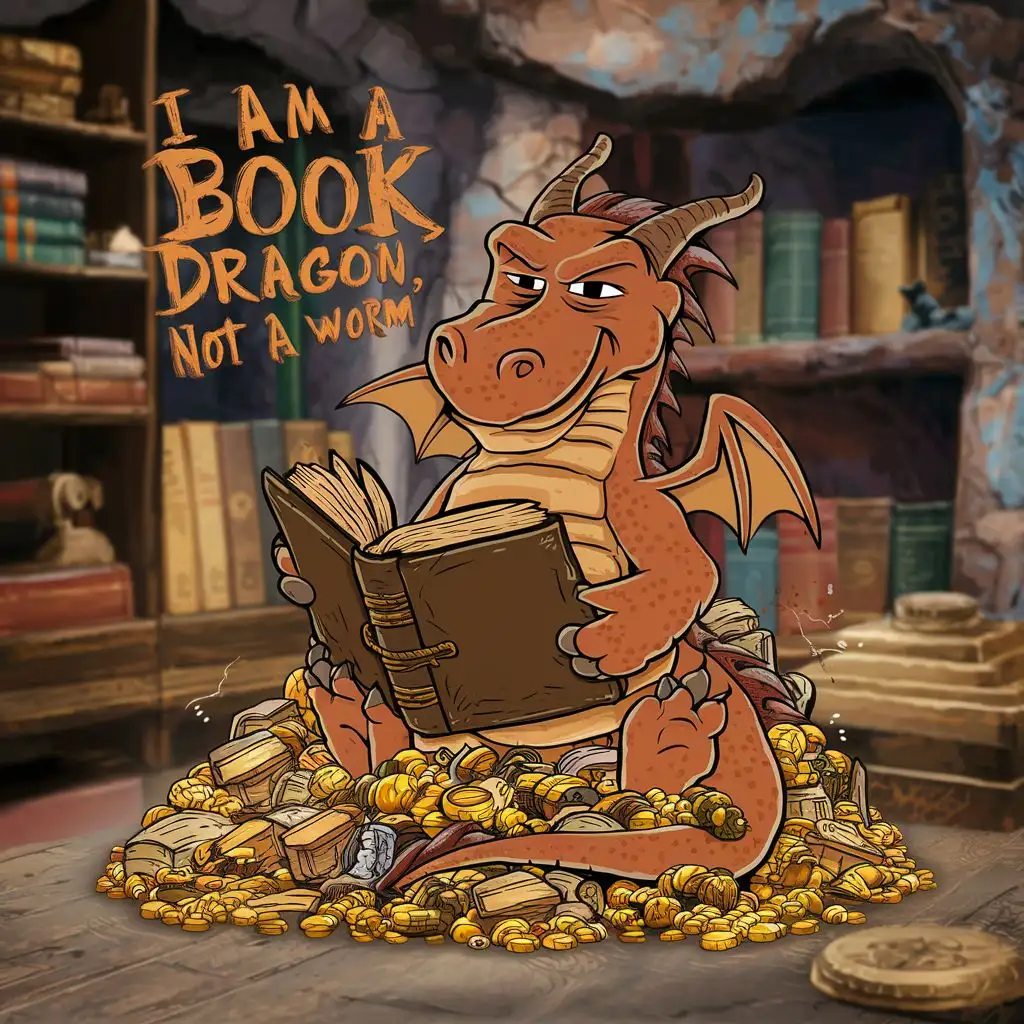 Book Dragon Typography with Rustic Charm