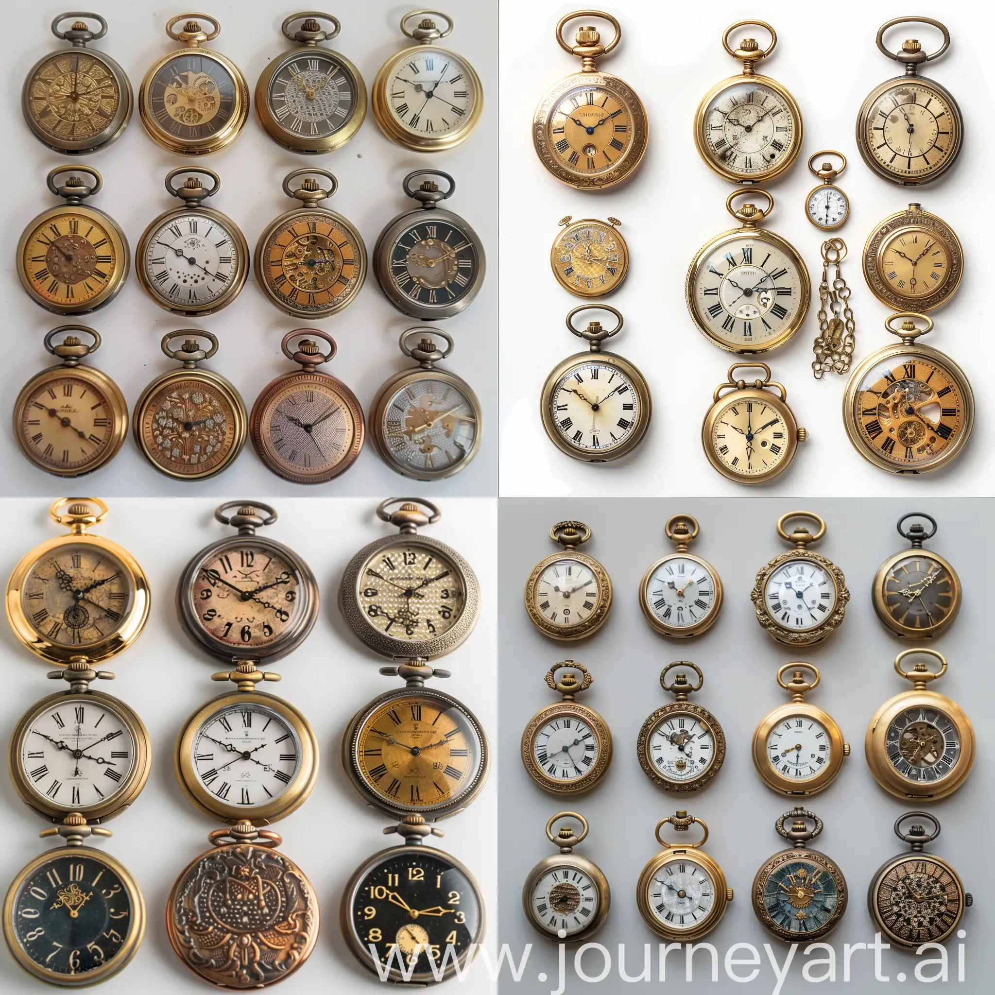 Collection-of-Vintage-Pocketwatches-in-Gold-and-Bronze