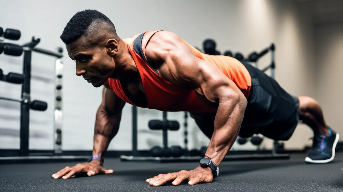 Male fitness trainer doing a standard push-up