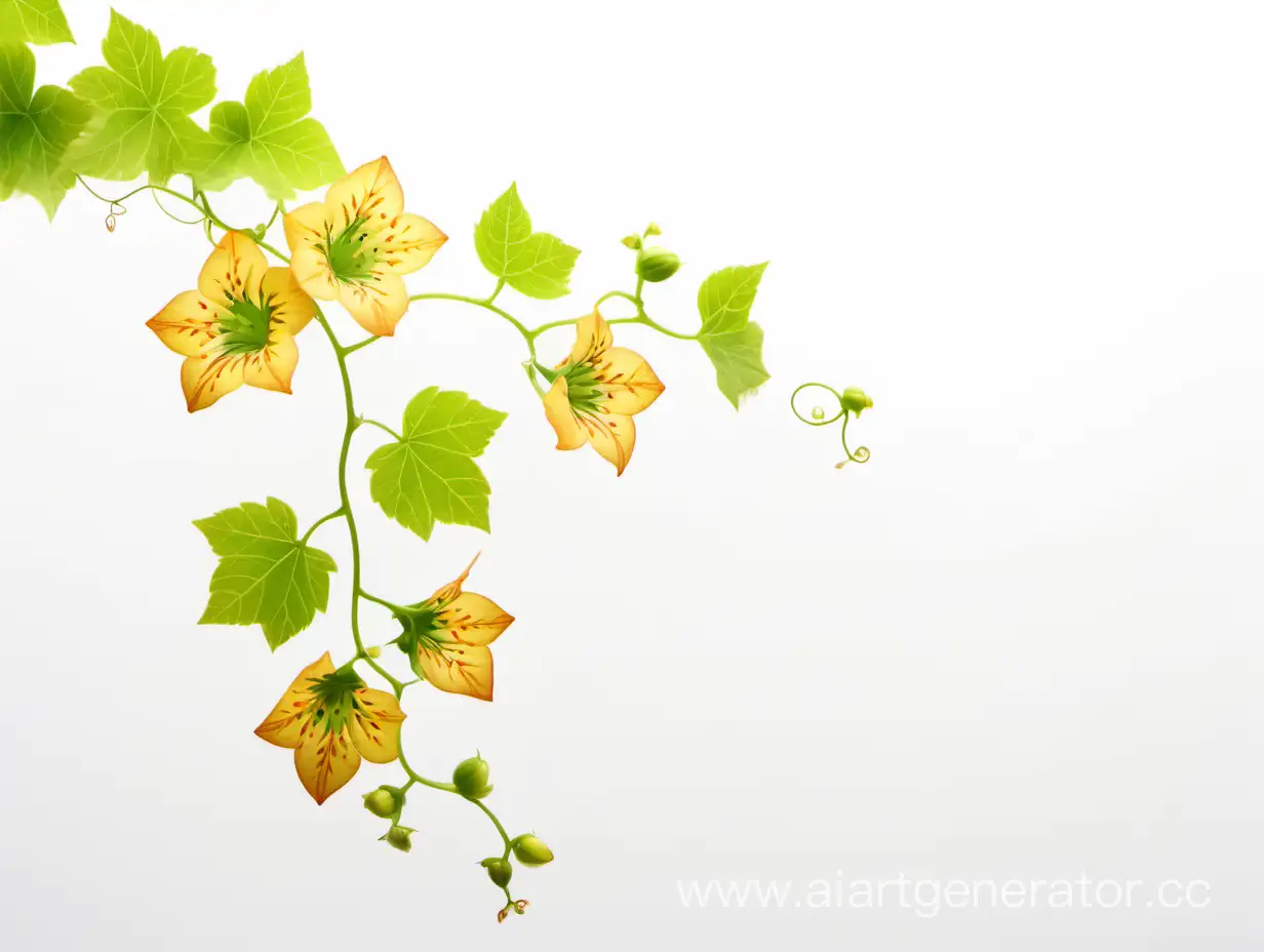 Small vine with flowers at white background
