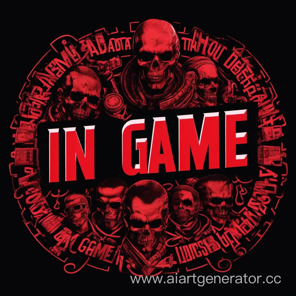 Точная надпись "In Da Game", красными буквами на черном фоне 