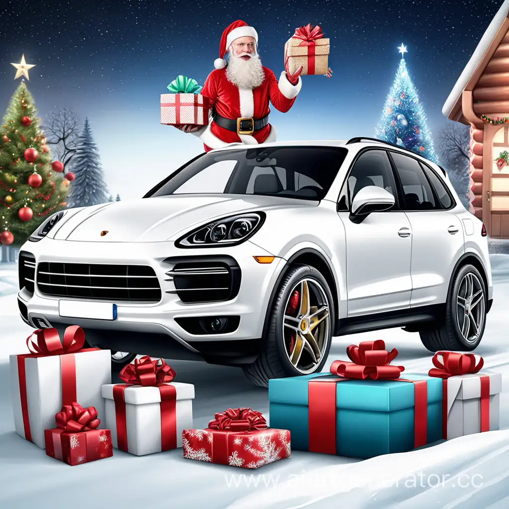 Stylish-Santa-Claus-Celebrates-New-Year-2024-in-a-Luxury-Porsche-Cayenne