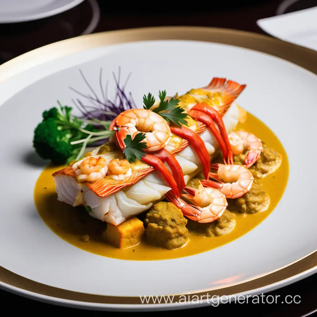 Exquisite-Stuffed-Cod-with-Shrimp-and-Curry-Served-in-a-Fine-Dining-Restaurant