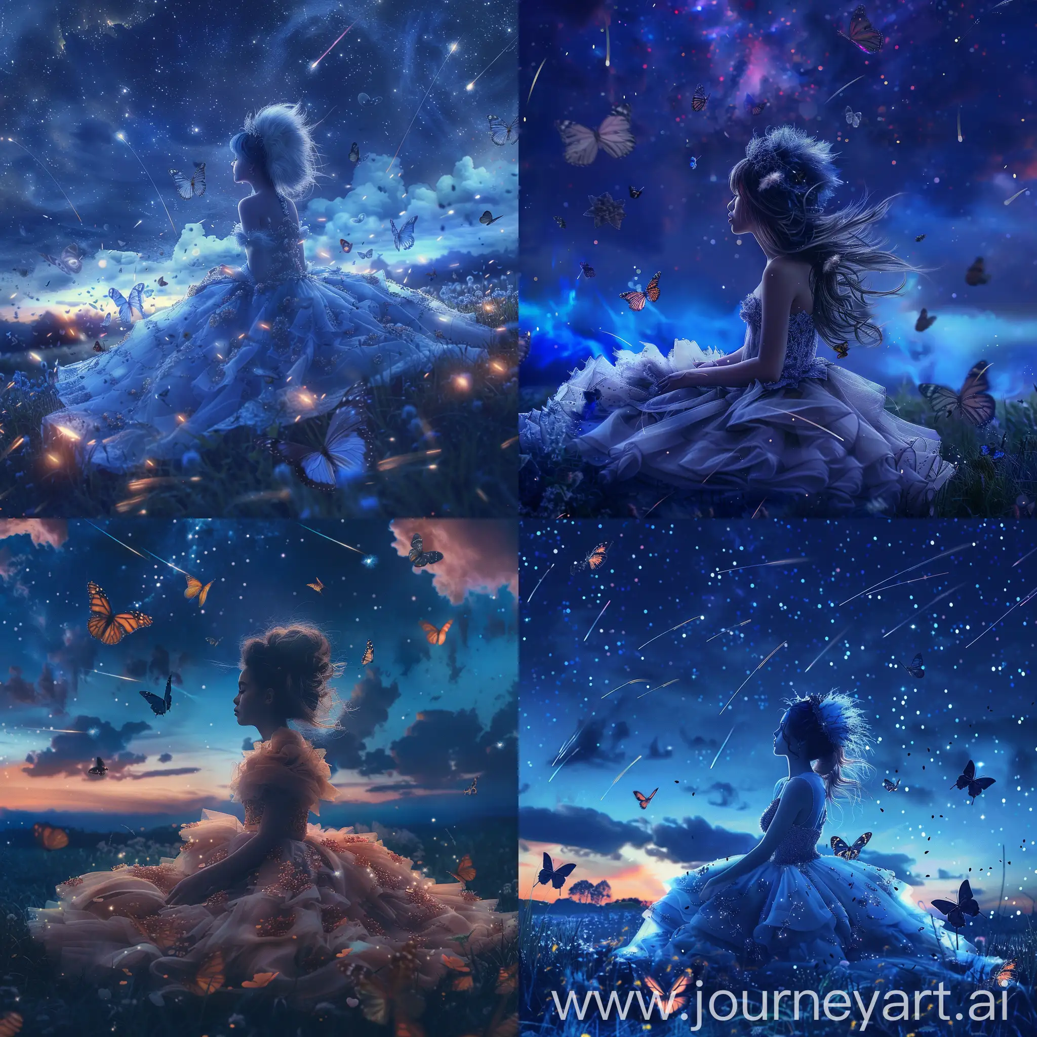 Starry-Meadow-Whimsical-Dress-Fluttering-Butterflies-and-Shooting-Stars