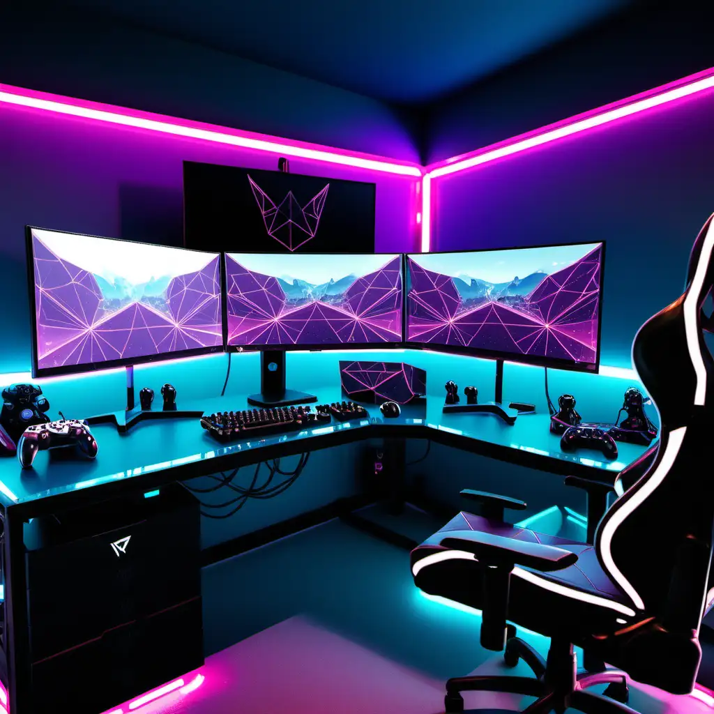 Minimalistic Polygon Gaming Setup Modern Aesthetic for Gamers