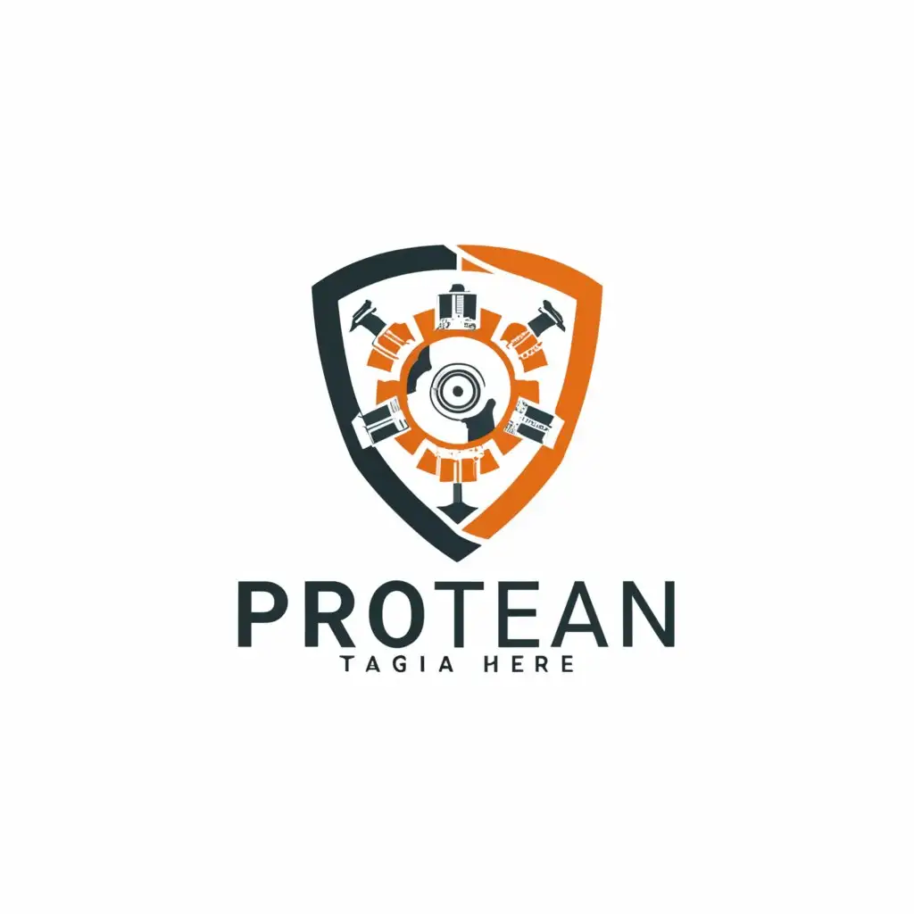 a logo design,with the text "PROTEAN", main symbol:SHIELD/MAG WHEELS/DIAMOND/ENGINE/COG,Moderate,be used in Automotive industry,clear background