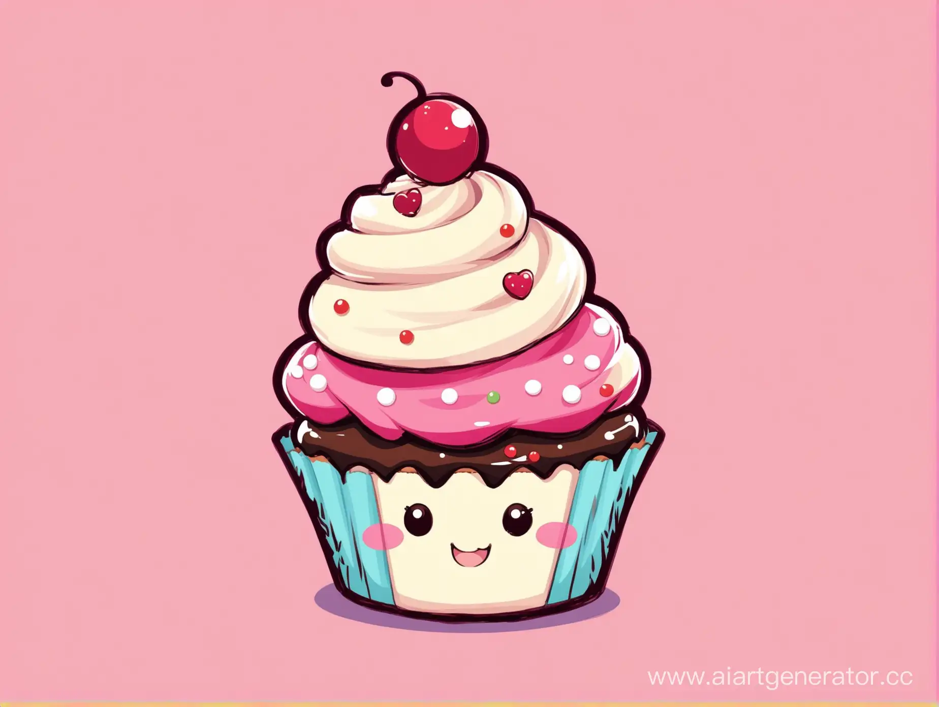 Colorful-Cartoon-Cupcake-on-a-Whimsical-Background