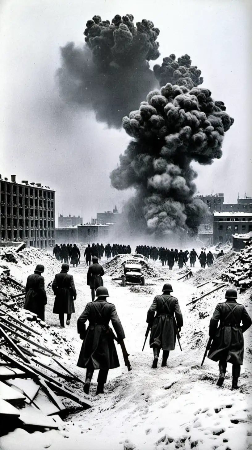 Intense Battle Scenes in Stalingrad World War II Historical Art