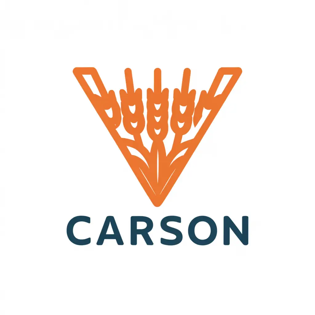 a logo design,with the text "Carlson", main symbol:oat harvest in a triangle blue and red,Minimalistic,clear background