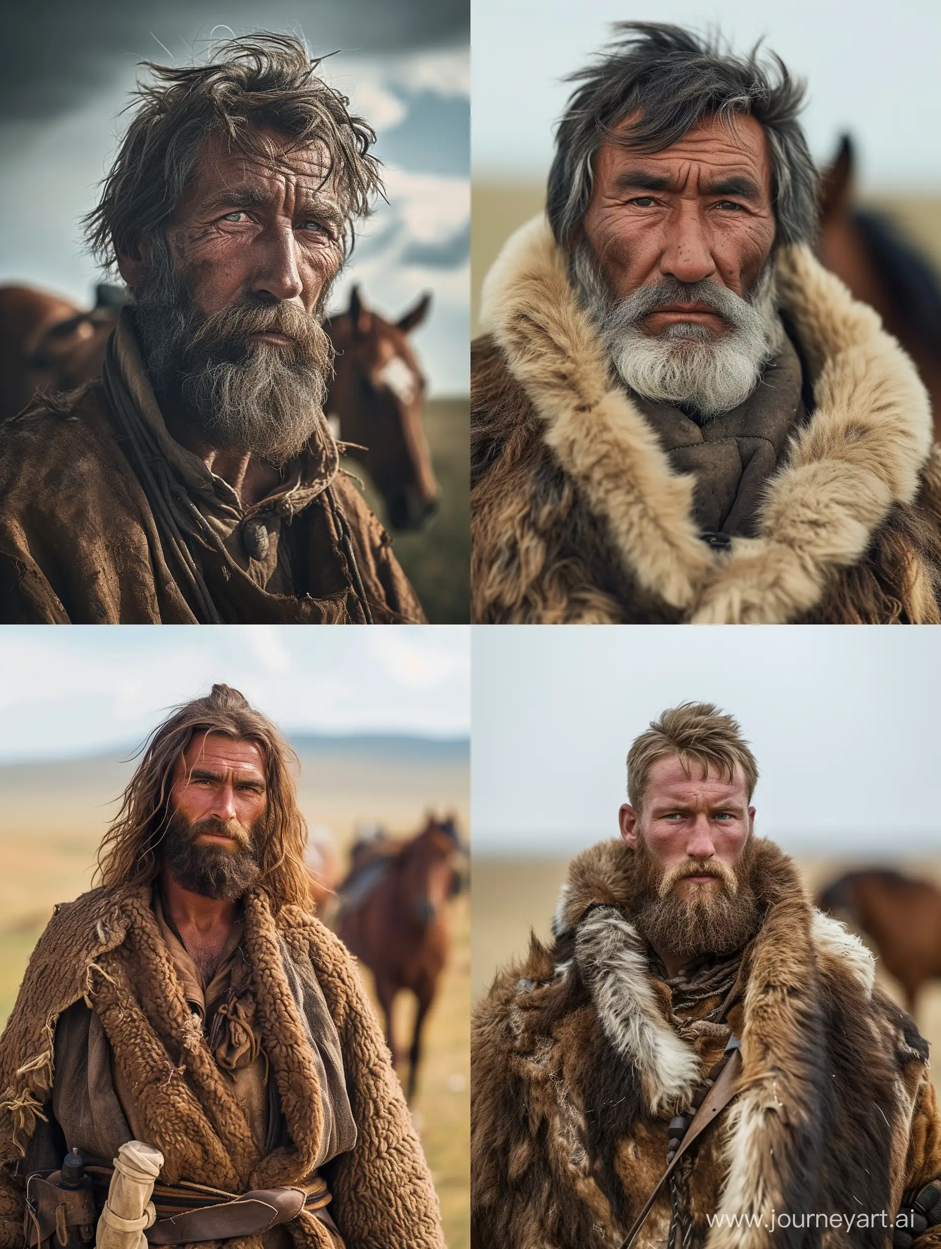 European-Steppe-Herder-Tall-Man-with-Horse-in-4K