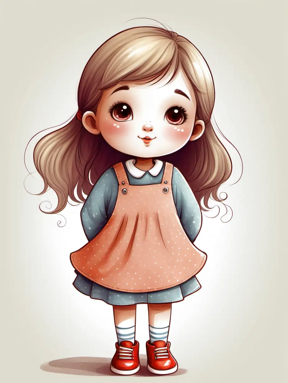 Adorable Little Girl Illustration Page Sweet Storybook Art