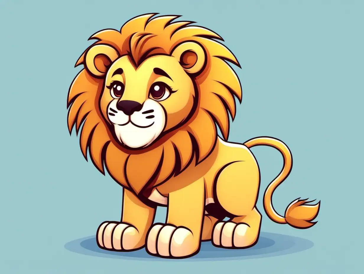 cute cartoon-style  lion