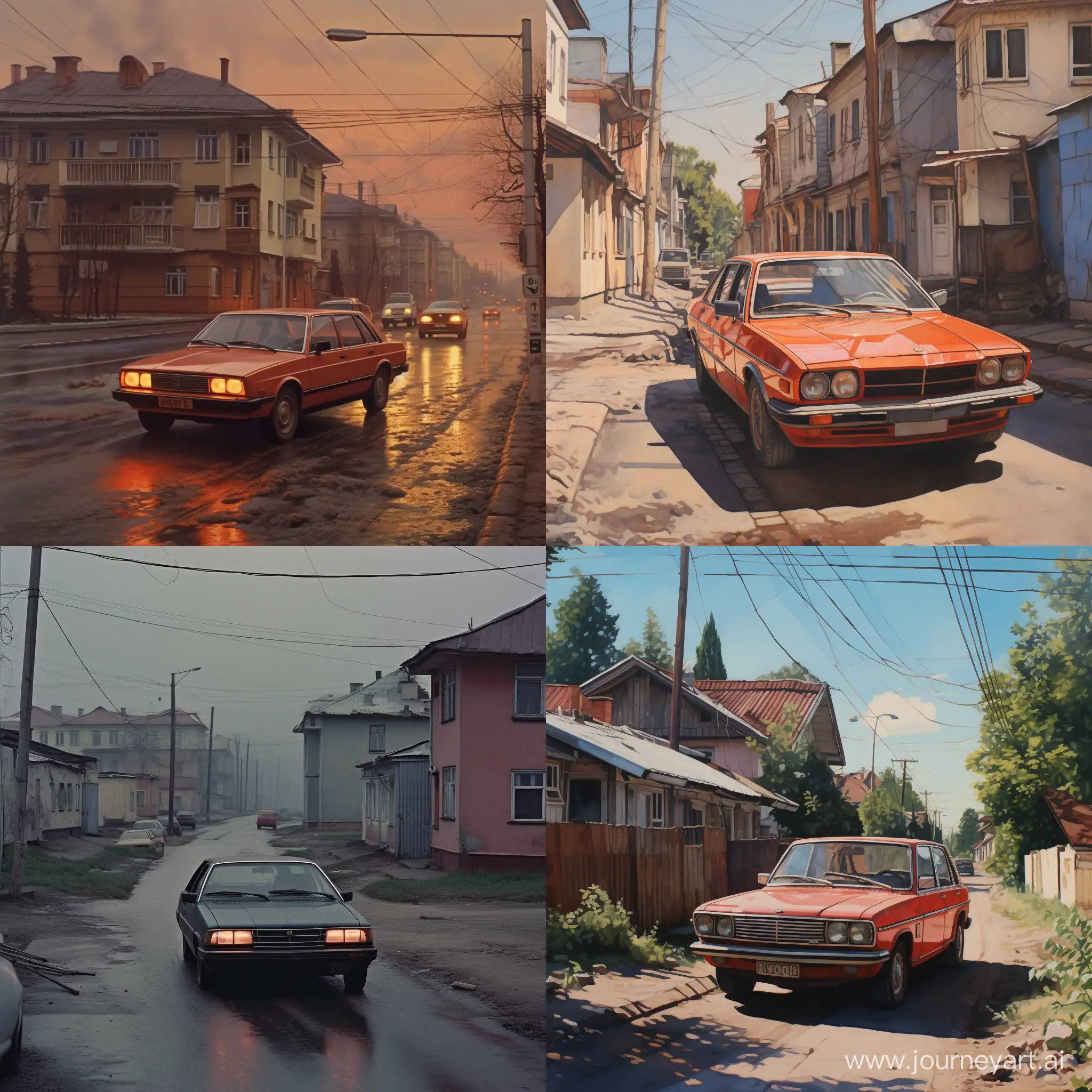 Vintage-Russian-Street-Scene-Mid-80s-Car-in-11-Aspect-Ratio