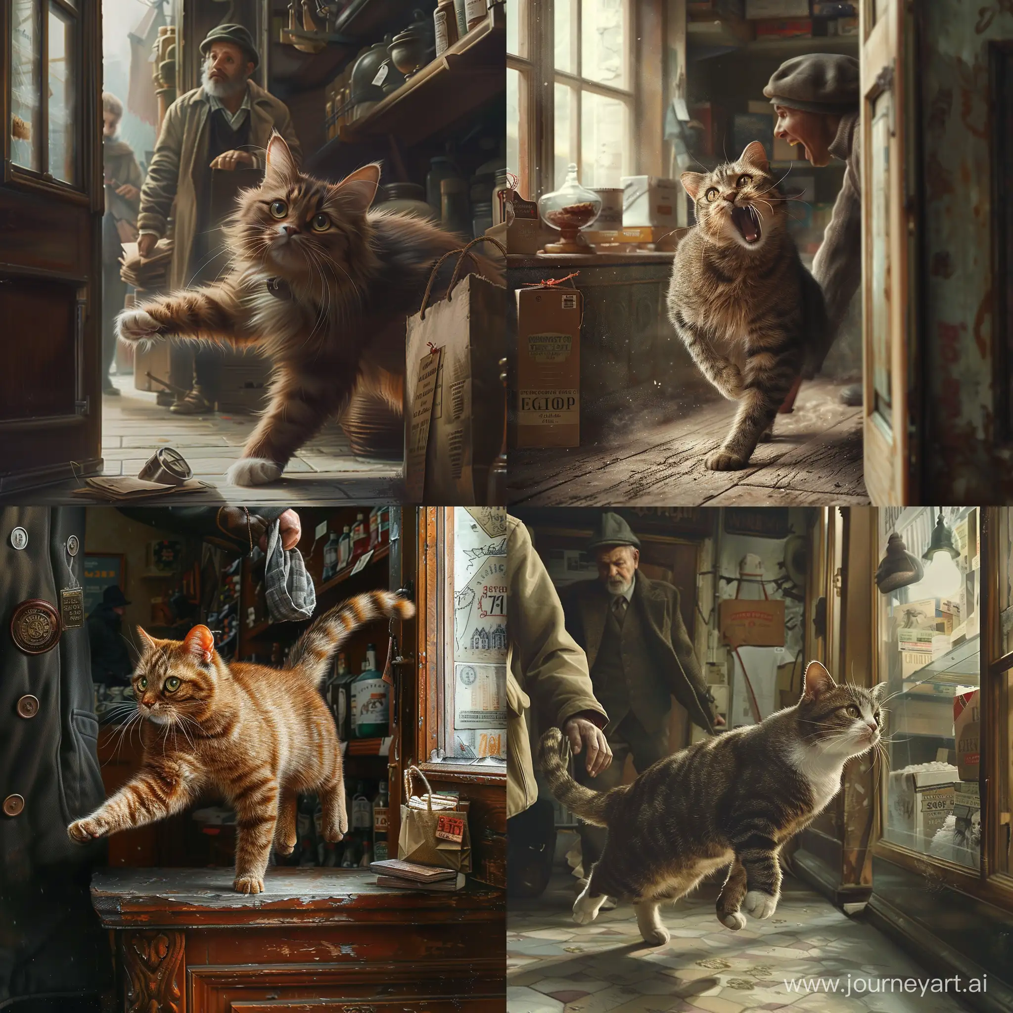 Cat-Escaping-from-the-Shopkeeper-in-a-Photorealistic-Scene