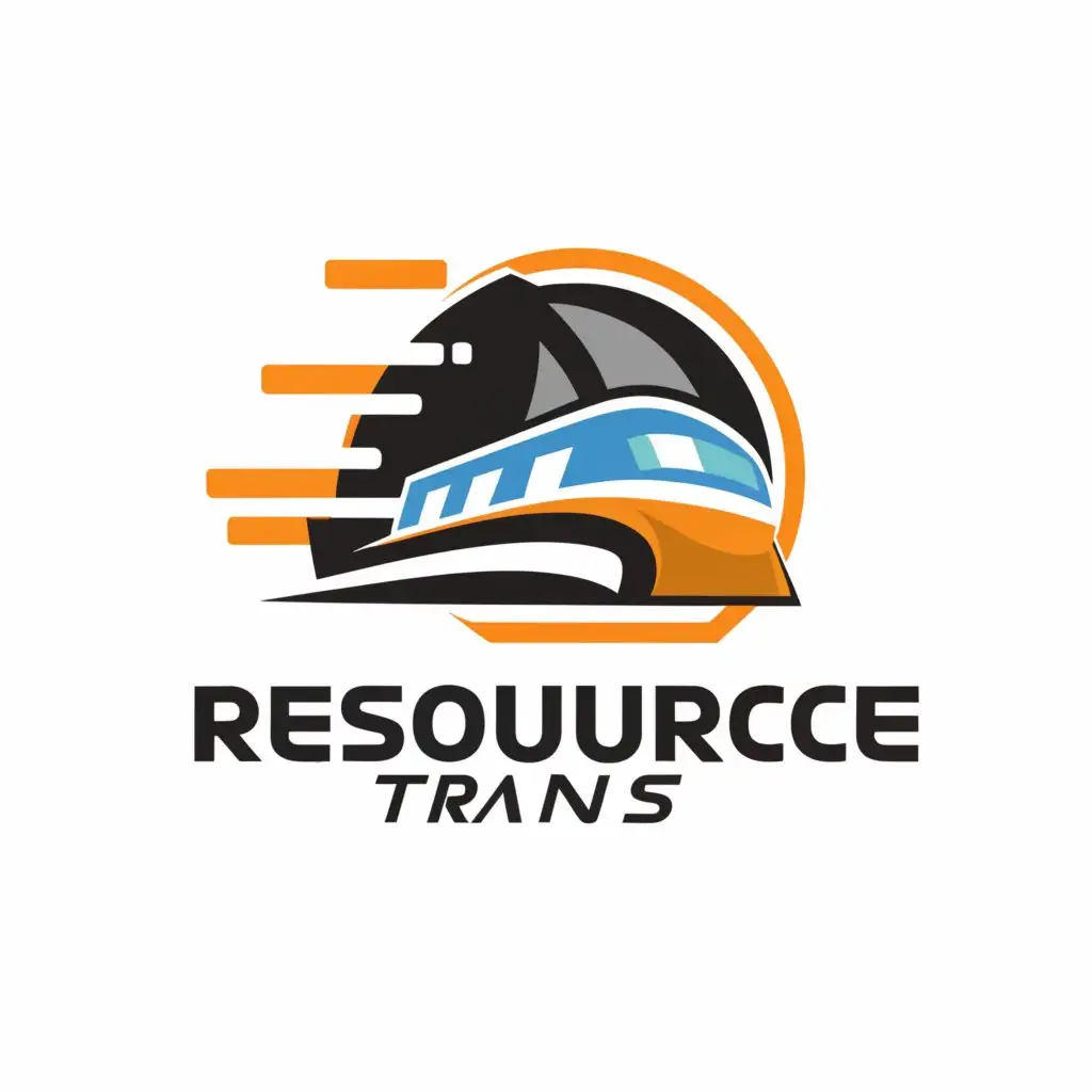 a logo design,with the text "Resource Trans", main symbol:train, road, speed,Moderate,clear background