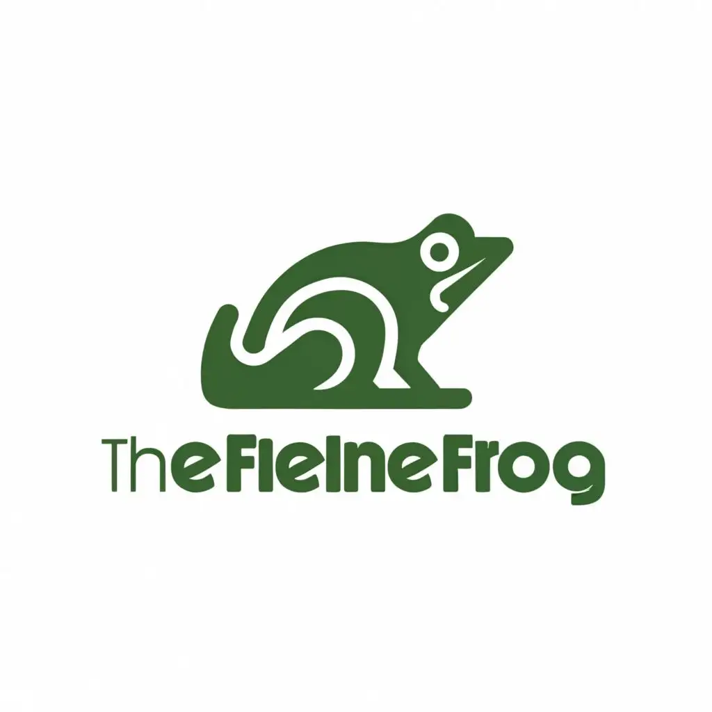a logo design,with the text "The Feline Frog", main symbol:a minimalist simple frog with feline contexture just in one color,Minimalistic,clear background