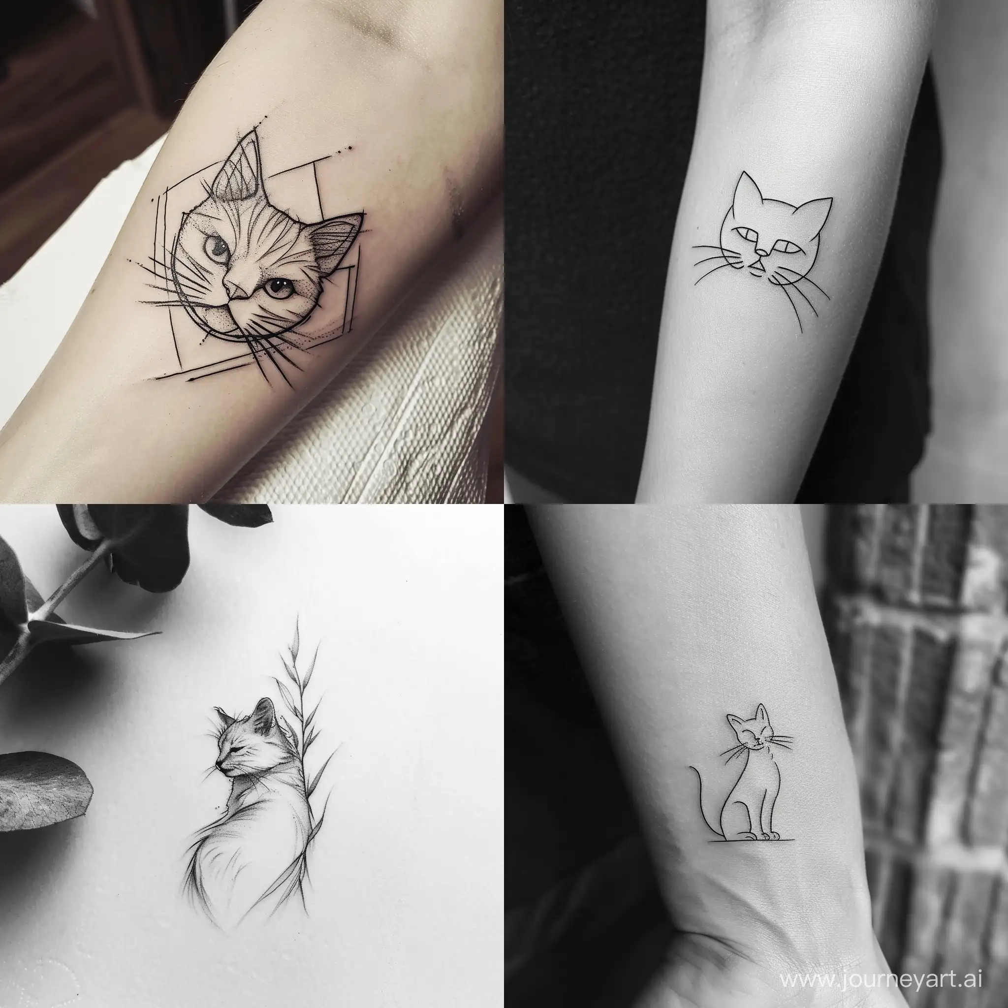 Minimalist-Cat-Tattoo-Sketch-Abstract-Feline-Art