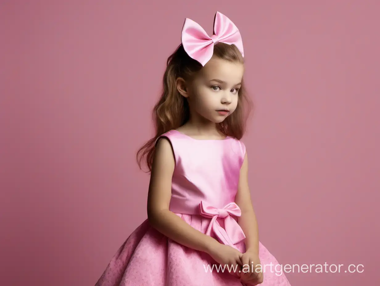 Adorable-Girl-in-Pink-Dress-with-Stylish-Pink-Bow