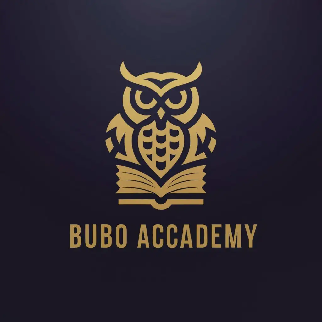 a logo design,with the text "bubo academy", main symbol:owl and book,complex,be used in Sports Fitness industry,clear background