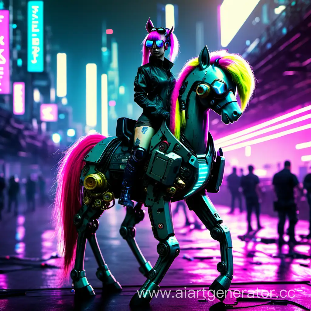 Futuristic-Cyberpunk-Scene-with-Equine-Characters