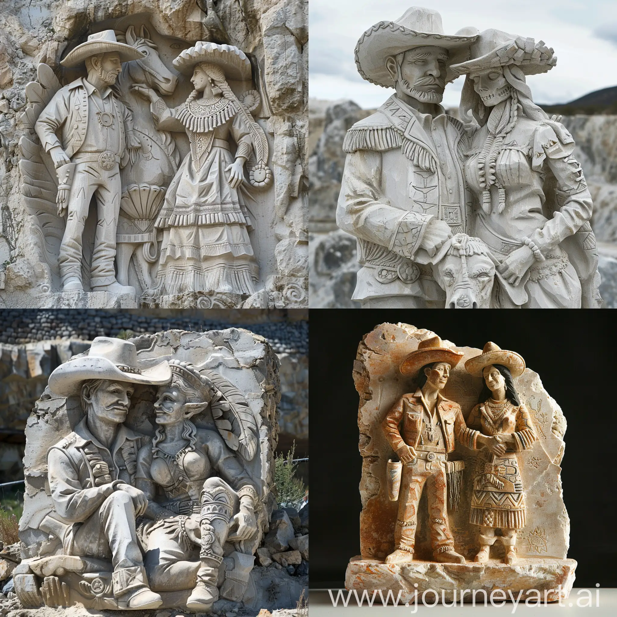 Mexican-Cowboy-Charro-and-Aztec-Indian-Union-Sculpture