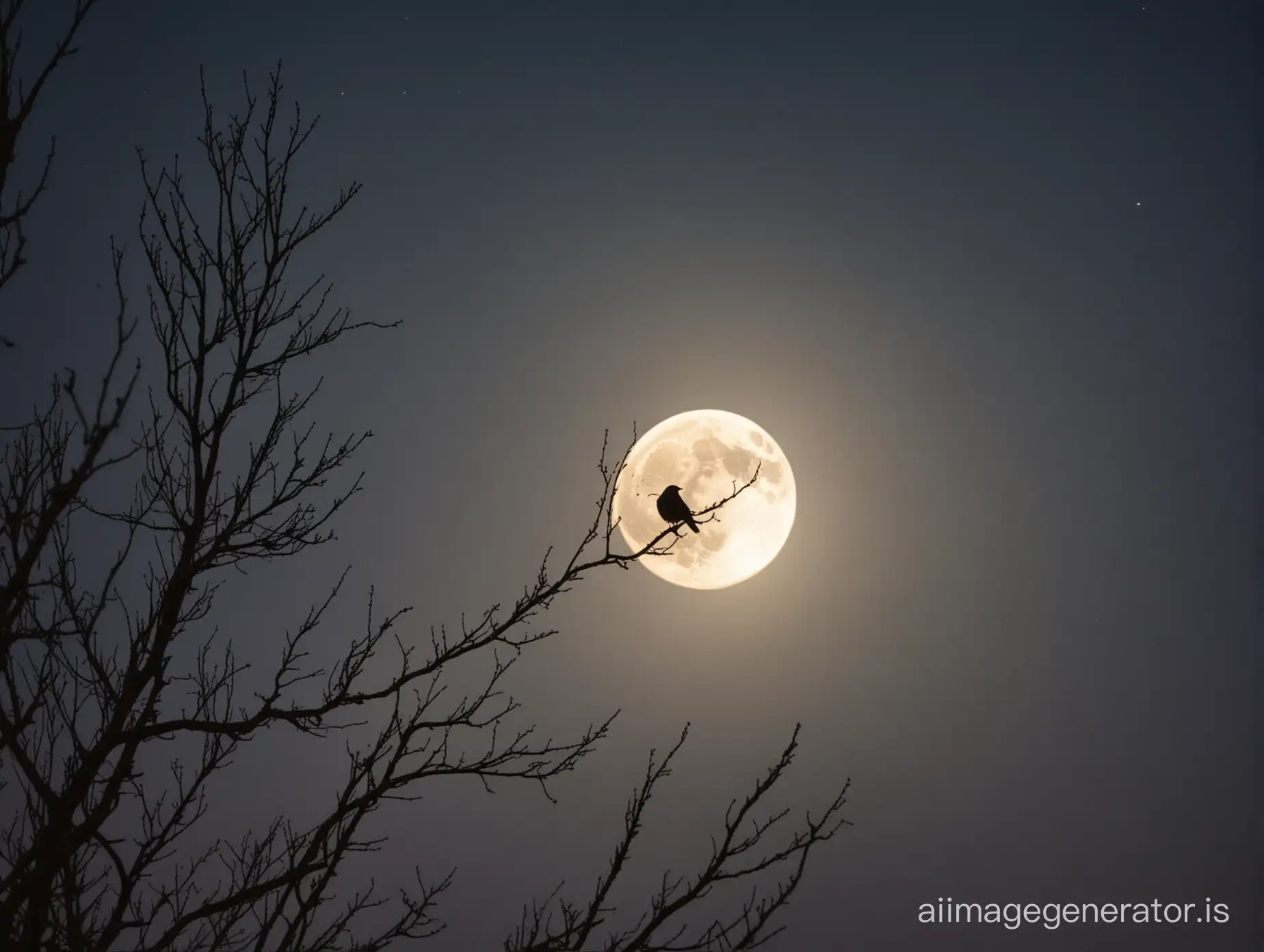 Majestic-Bird-Silhouetted-Against-Enchanting-Moonlit-Night