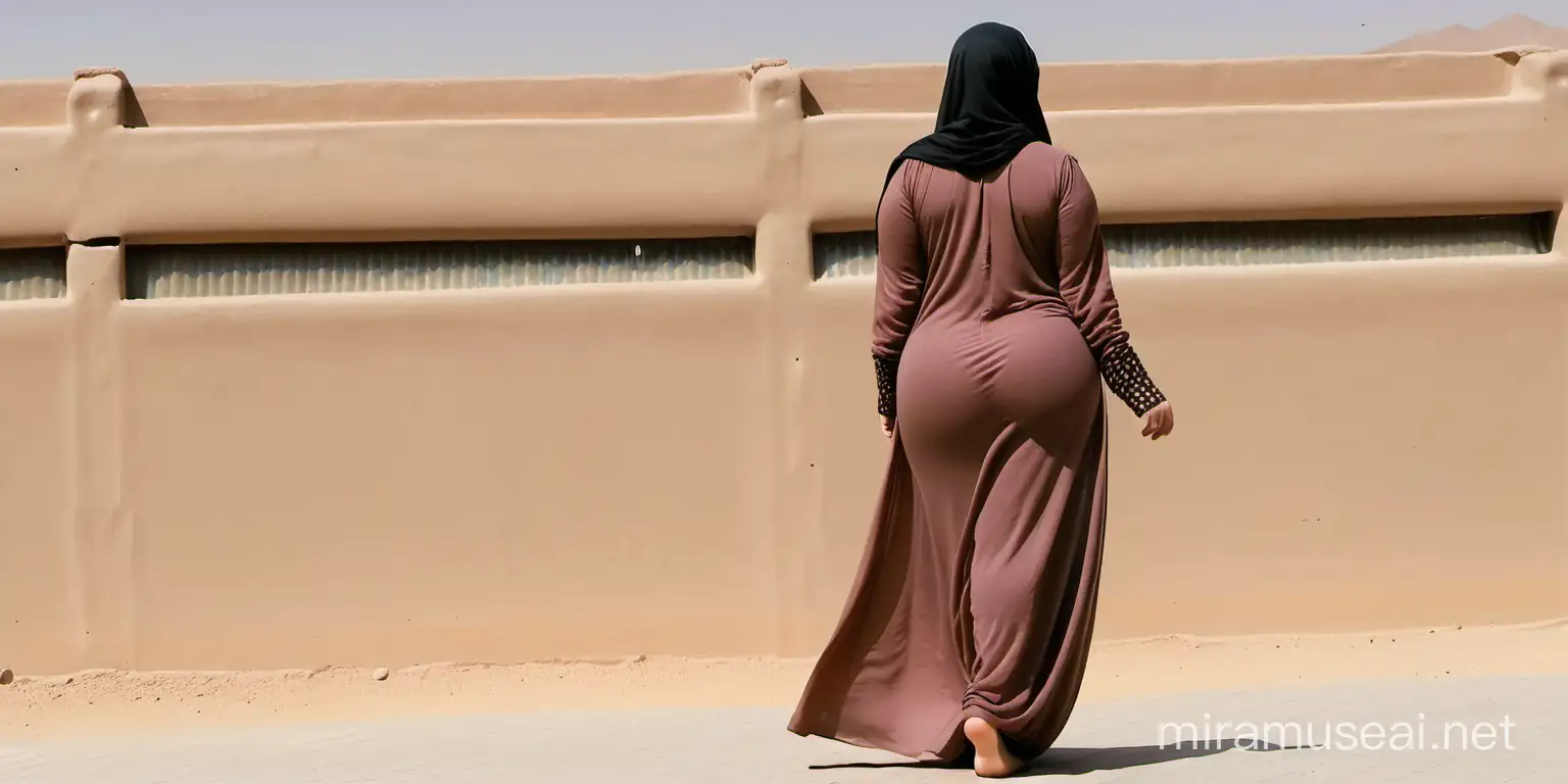 full color image, afghan woman, full length burka dress, huge bare butt, slum bottom, rear view, curves, huge ass, bubble butt, huge butt, big butt, long booty, fat booty, long ass , fat legs, wide hips, bare feet, soles of the feet.
