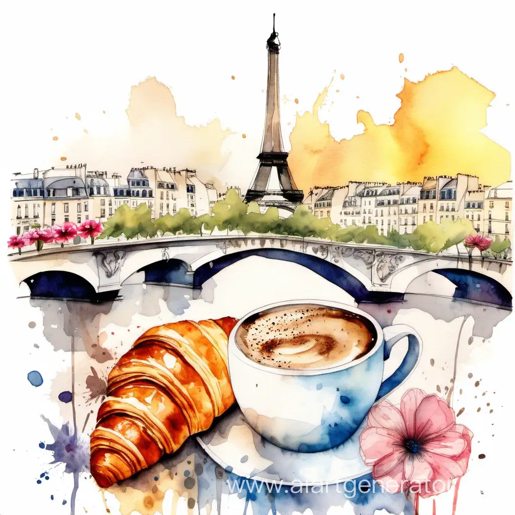 Paris-Skyline-Coffee-Illustration-with-Croissant-and-Flower