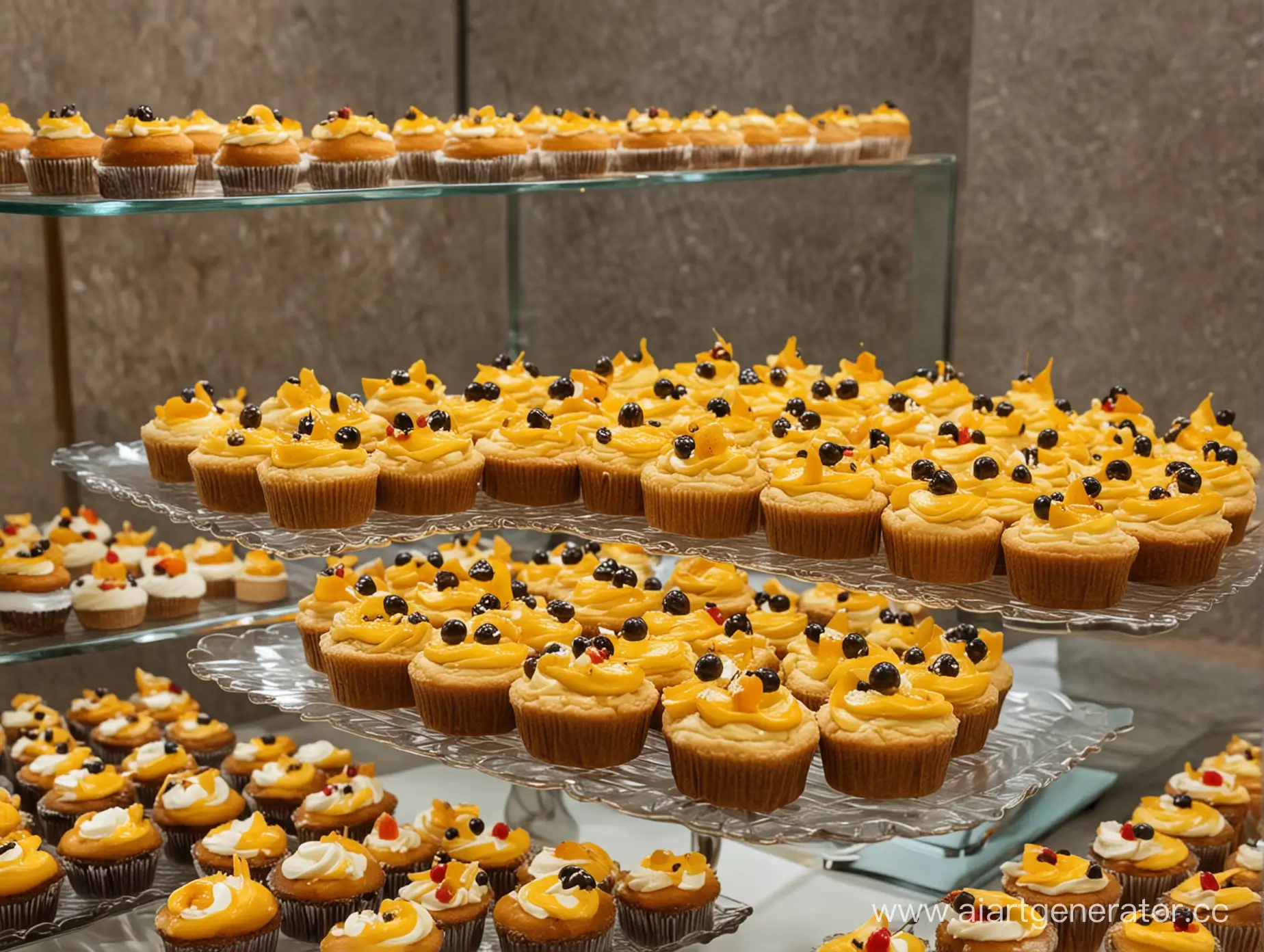 Delightful-Dessert-Showcase-Assorted-Cakes-and-Cupcakes-with-Vibrant-Toppings